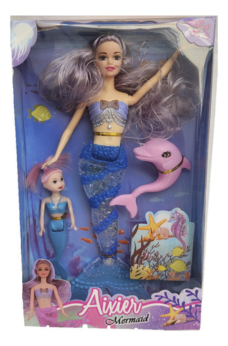 Muñeca Sirena Luz Y Sonido 30cm En Caja Nena Juguete Regalo 