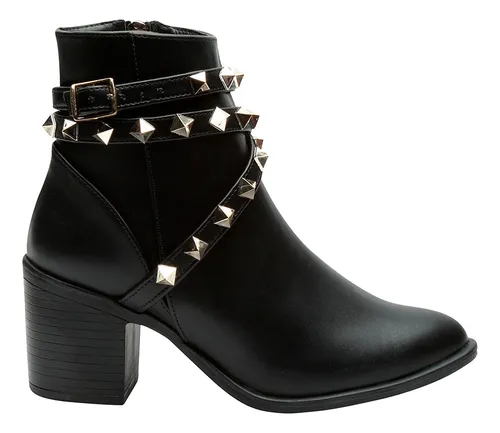 Botas negras con estoperoles para mujer hot sale