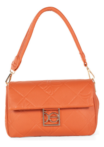 Bolsa Crossbody Cloe Para Mujer Accesorio Metálico Acabado Color Naranja