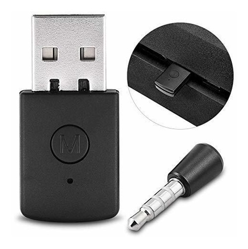 Negro Richer-R Adaptador Bluetooth para PS4 Mini Adaptador USB Bluetooth 4.0 Inalambrico para Auricular USB Auido de Playstation 4
