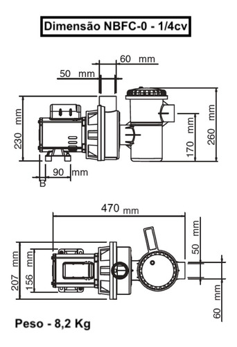 Motobomba Nautilus 1/4cv Nbfc-0 Mono Até 19.000lts