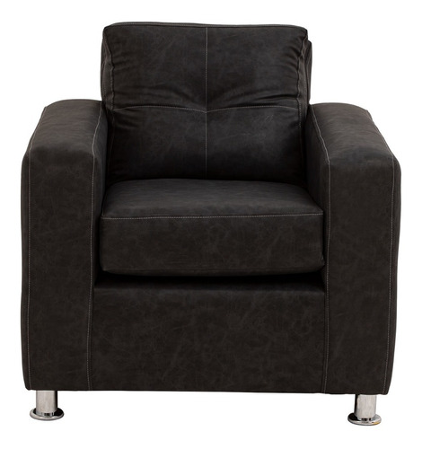 Sofá George 1 Cpo Cuero Auris Negro / Muebles América