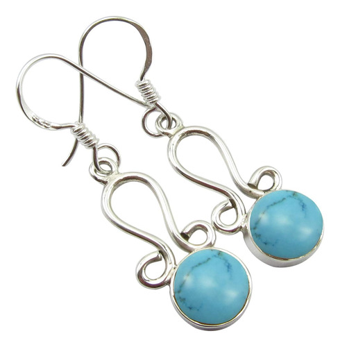 Silverstarjewel Pendientes De Gancho Turquesa 1.5 Joyas De B