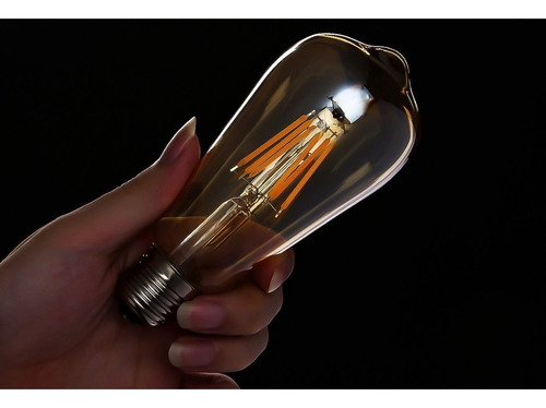 Imagem 3 de 10 de Lâmpada Led Filamento 4w St64 Vintage Retrô Luz Ambar