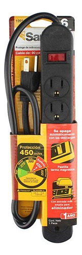 Multicontacto 6 Entradas Con Supresor De Picos Santul 1201