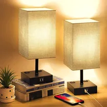 Comprar Kikigoal Lámpara De Mesa De Control Táctil, Lámpara De Buró Con 2 Puertos De Carga Usb Y 2 Salidas De Ac, Brillo De 3 Niveles, Lámpara De Mesita Regulable, Lámpara De Noche Para Dormitorio, Sala De