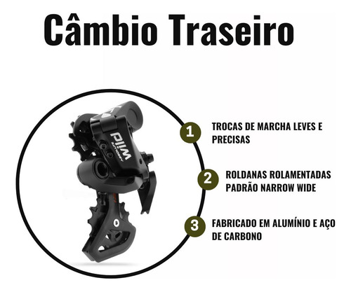 Câmbio Traseiro Wild Absolute 9v P/ Cassete 52d Roldana 12d