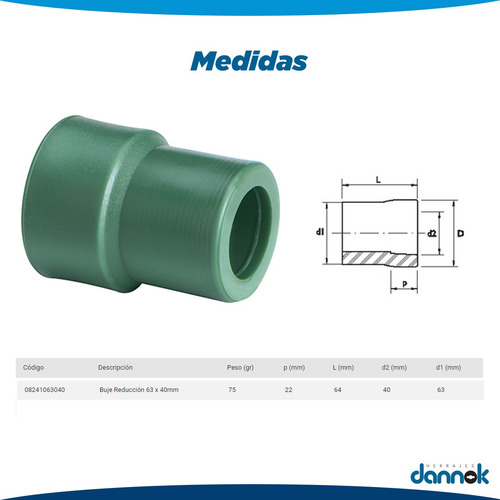 Buje Reduccion Agua Acqua System 63x40 Termofusion