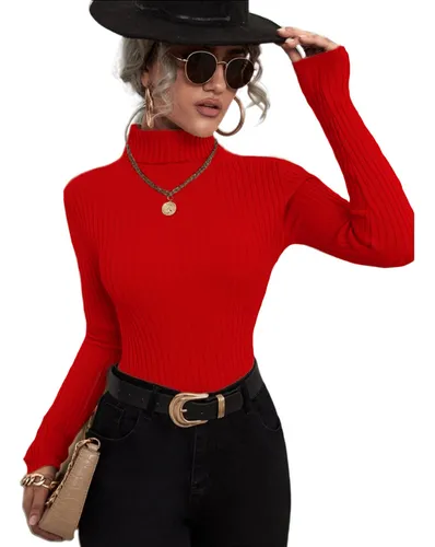 Blusa Roja Cuello De Tortuga MercadoLibre