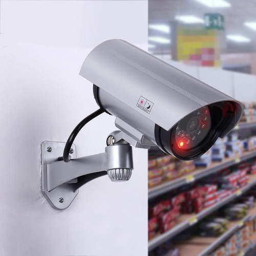 Camara Seguridad Falsa Exterior Con Luz Led Vigilancia