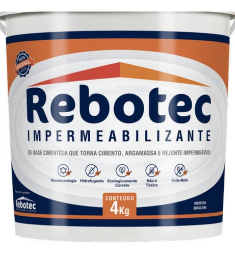 Impermeabilizante Rebotec 4kg + Brinde 01 Luva De Borracha