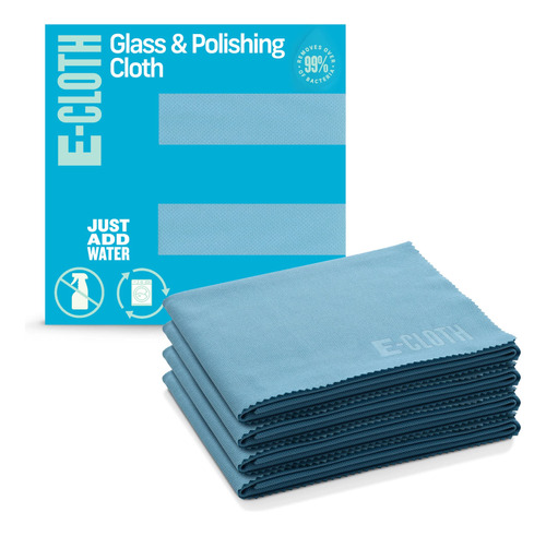 E-cloth Paquete De 4 Panos De Limpieza De Vidrio Y Pulido, J