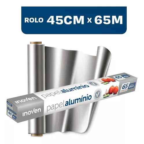 Rolo de Papel Alumínio Inoven - 45cm x 65m 45x65 - Unidade