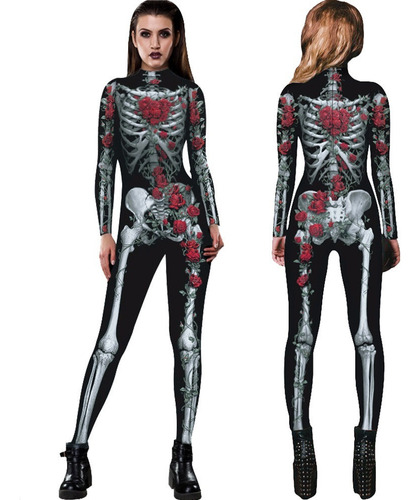 Impresión Digital Calaveras Disfraces Halloween Mujer Adulta