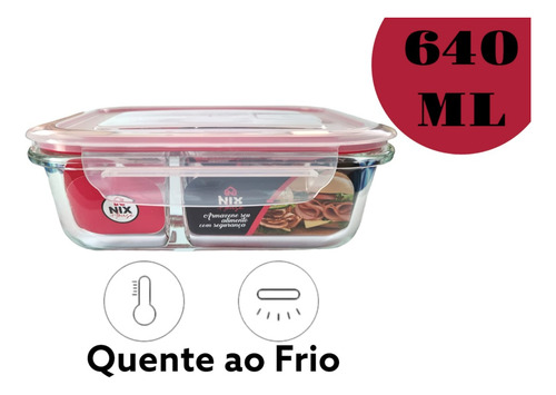 Conjunto Com 10 Potes 640ml Divisória Hermético Marmita