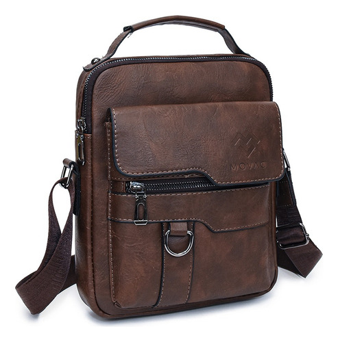 Bolso Bandolera Maletín De Hombre Cuero. Color Marrón oscuro