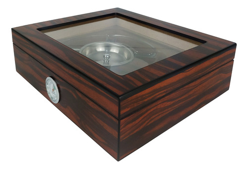 Caixa Umidora De Charutos Kit Com Cinzeiro E Cortador Ebony