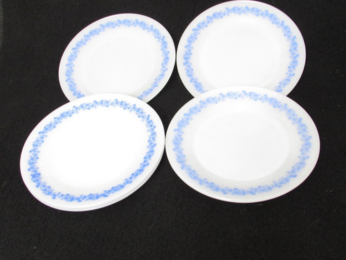6 Pratos Rasos Termo Rey Flores Azuis ( Seminovos ) 23 Cm Branco
