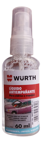 Würth® Líquido Antiempañante Para Vidrios Y Espejos 60ml