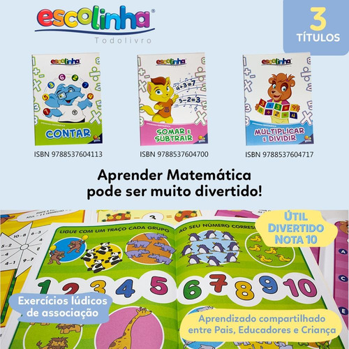 Aprendendo Matemática:Contar (Escolinha Todolivro), de Finzetto, Maria Angela. Aprendendo matemática Editorial Todolivro Distribuidora Ltda., capa mole em português, 2016