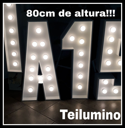 Imagen 1 de 5 de Alquiler De Letras Luminosas 80cm Altura De Madera Blanca!!