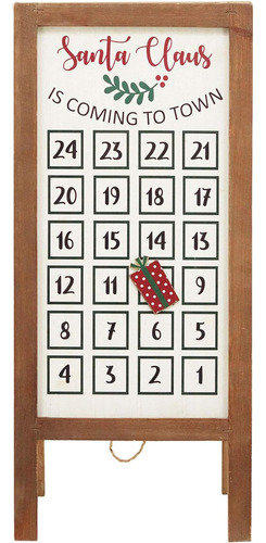 Calendario De Adviento De Madera De Papa Noel De 23 Pulgadas