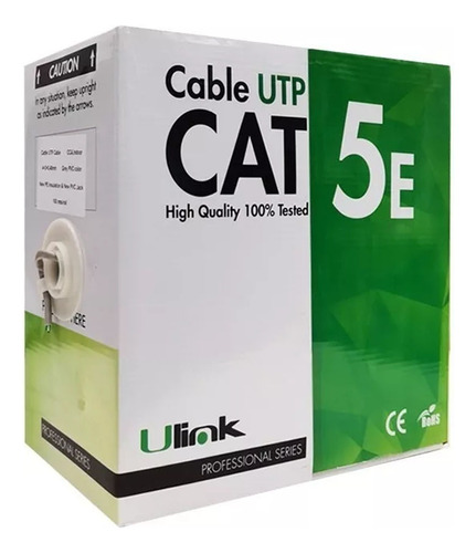 Cable De Red Utp Indoor Cat-5e Ulink 305m 24 Awg 100% Cobre