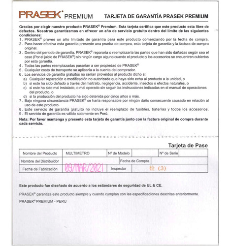 Pinza Amperimétrica Digital Pr-206a Prasek