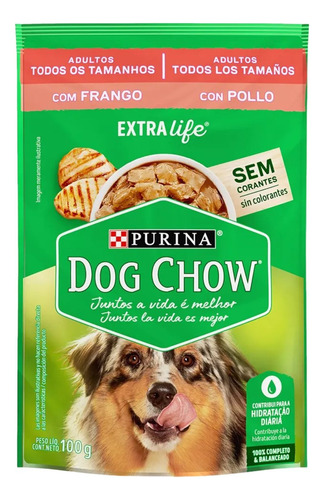 30 Saches Ração Úmida Dog Chow 100g Frango Nestlé Purina
