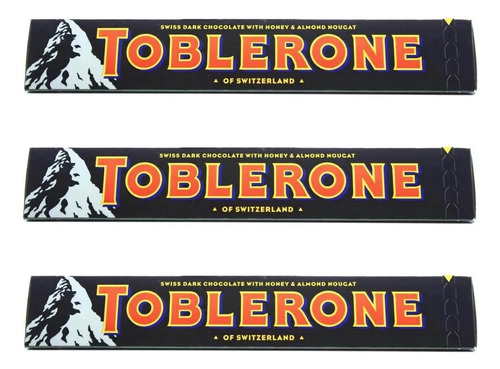 3 Barras De Chocolate Toblerone Dark Chocolate 100g C/u