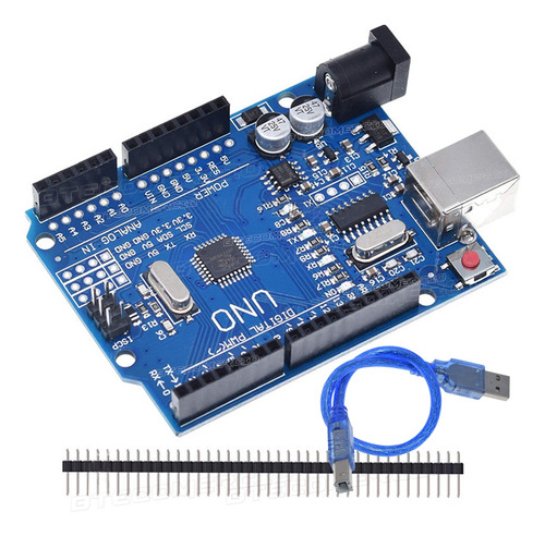 Placa Compatível Arduino Uno R3 Atmega328 Smd + Cabo E Pinos