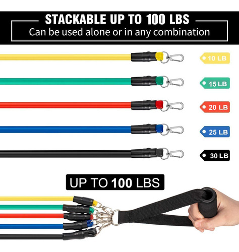 Bandas Elásticas Fitness, 100lbs Bandas De Resistencia Set,