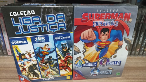 Box Dvd Coleção Liga Da Justiça + Coleção Superman Vilões 