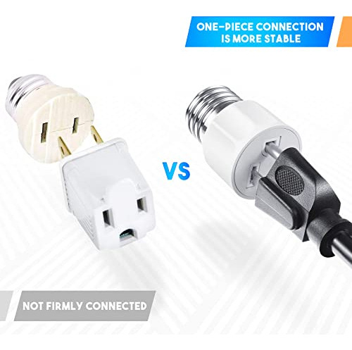 Adaptador De Enchufe De Bombilla De 3 Puntas E26/e27, Luz Po