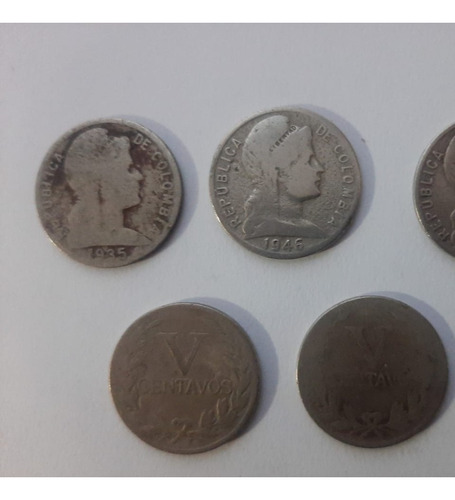 Lote Monedas 5 Centavos - Años De 1935 A 1946
