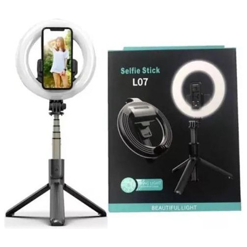Led Selfie Stick Ring Light Tripé L07 Bluetooth