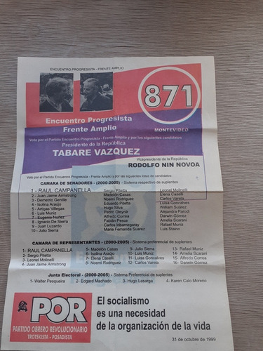 Elecciones Nacionales 1999 Lista 871 P.o.r. / E.p. - F.a.