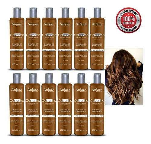 12 Shampoo Matizador Castanho Marrom 250ml Anjore Atacado