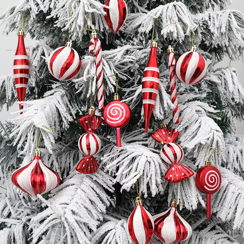 Juego De Bolas Navideñas De 28 Piezas Con Forma De Caramelo