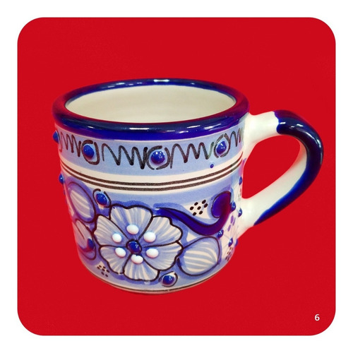 Imagen 8 de 9 de Taza De Talavera Poblana Azul Tradicional Variadas 300ml Tz