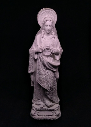 Sagrado Coração De Maria 30cm Imagem Gesso Cru