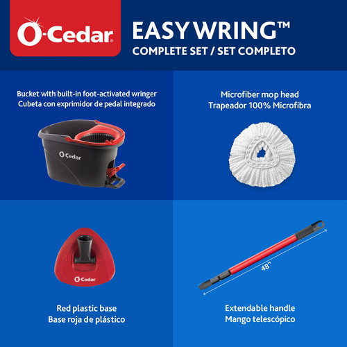 Microfibra Spin Mop O-cedar Easywring Com Balde Vermelho Cin