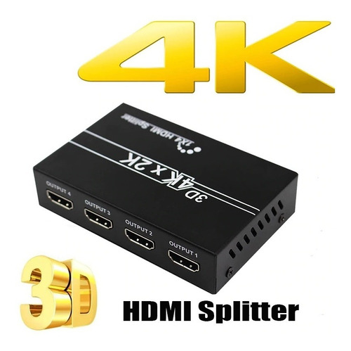 Multiplicador Hdmi Splitter 1 Entrada 4 Salidas 4k 1080p 3d