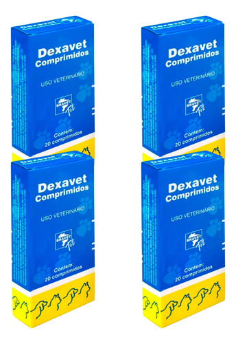 Kit 4 Dexavet Anti-inflamatório E Anti Alérgico 20 Comp
