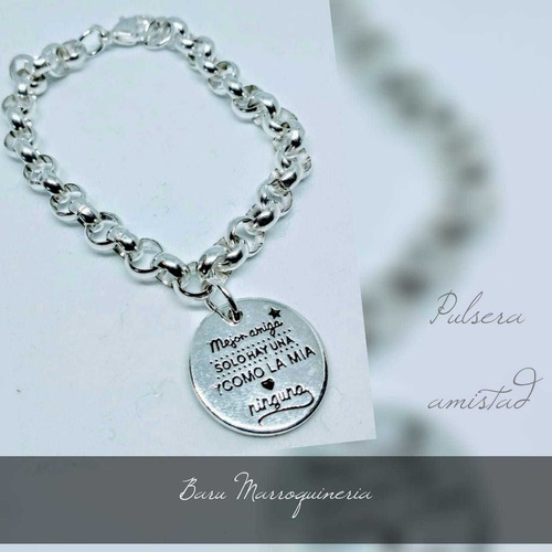 Imagen 2 de 6 de Pulsera Acero Blanco Mejor Amiga Solo Hay Una