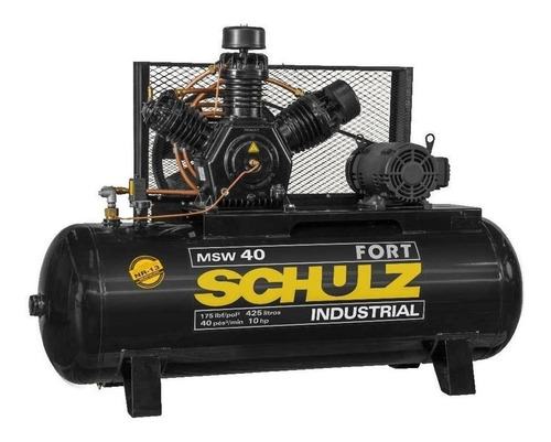 Compressor de ar elétrico Schulz Fort MSW 40/425 trifásica 427L 10hp 220V/380V 60Hz preto-brilho