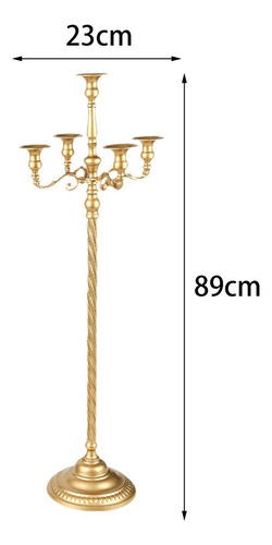 Suporte De Vela Com 5 Ramos Candelabros Dourado 23x89cm