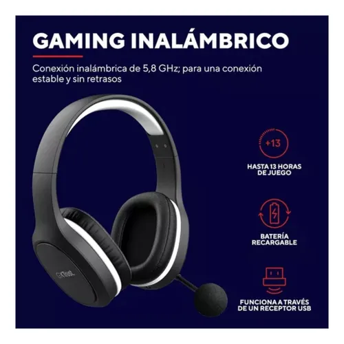 Audífono Diadema Inalámbrico Thian Gxt 391 Gamer Color Negro