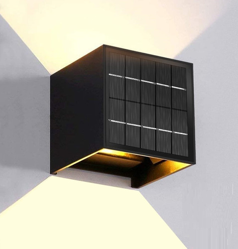 Lampara Foco Aplique Solar Cuadrado Pared Muro Blanco/calida