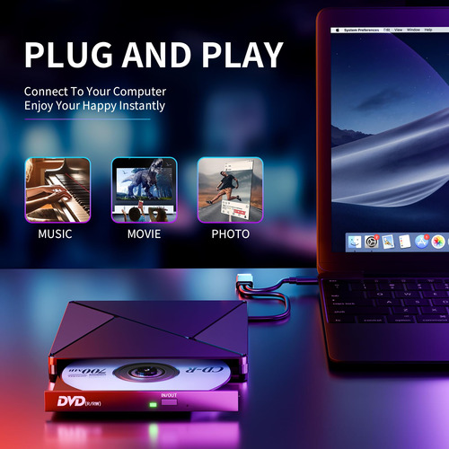 Reproductor De Dvd Unidad De Cd Externa Usb 3.0 Usb C Para O